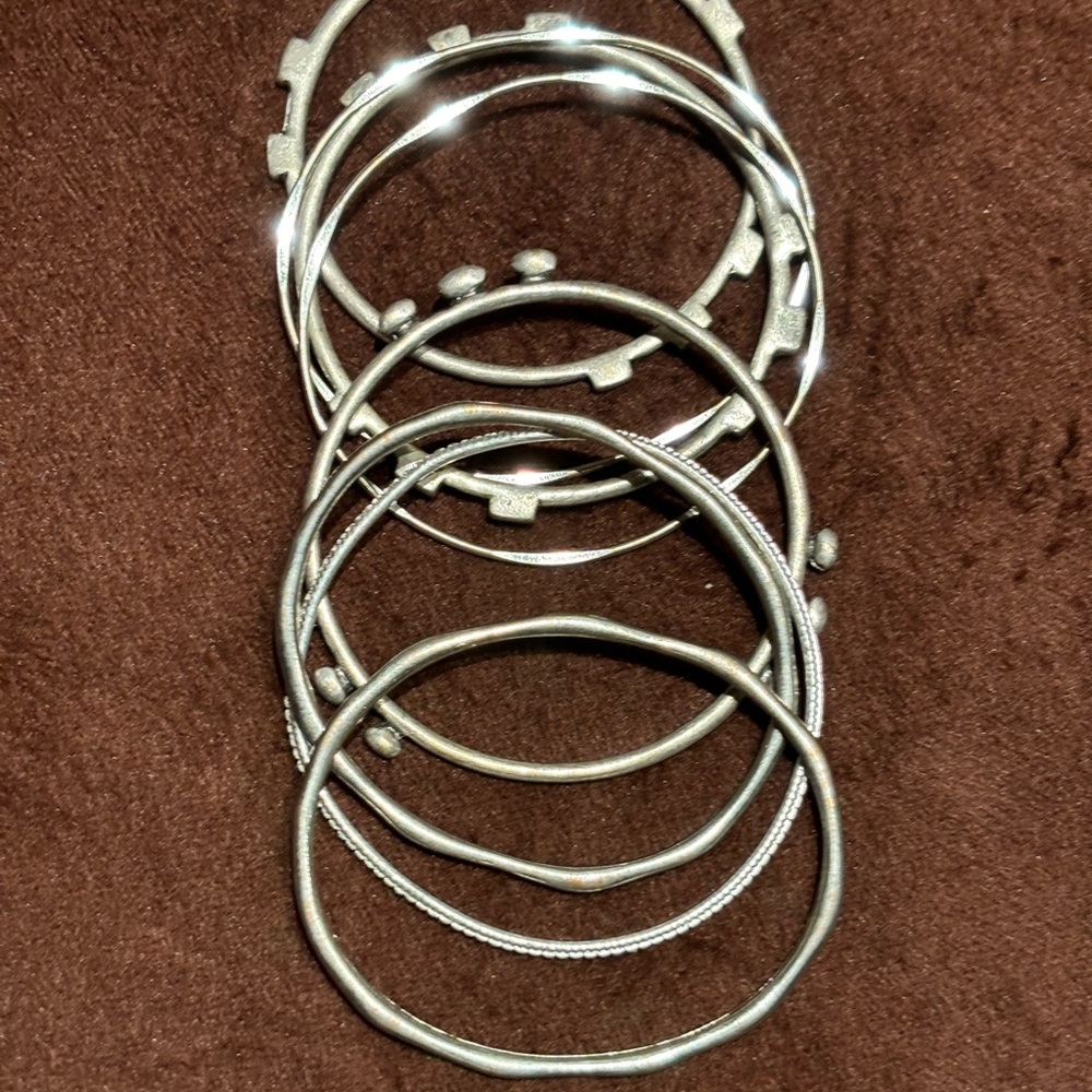 Eight Assorted Pattern Metal Bracelets Silver Wom… - image 4